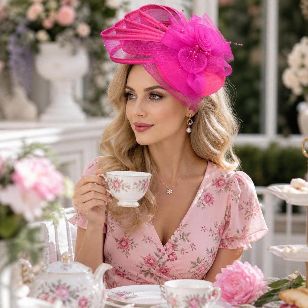 Vintage Fashion Hats - Yeni Sinamay Kadın Fasöner Şapkası Vintage