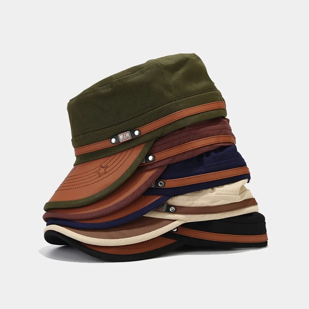 Vintage Fashion Hats - Rahat Harbiyeli Şapka Adam Düz Üst