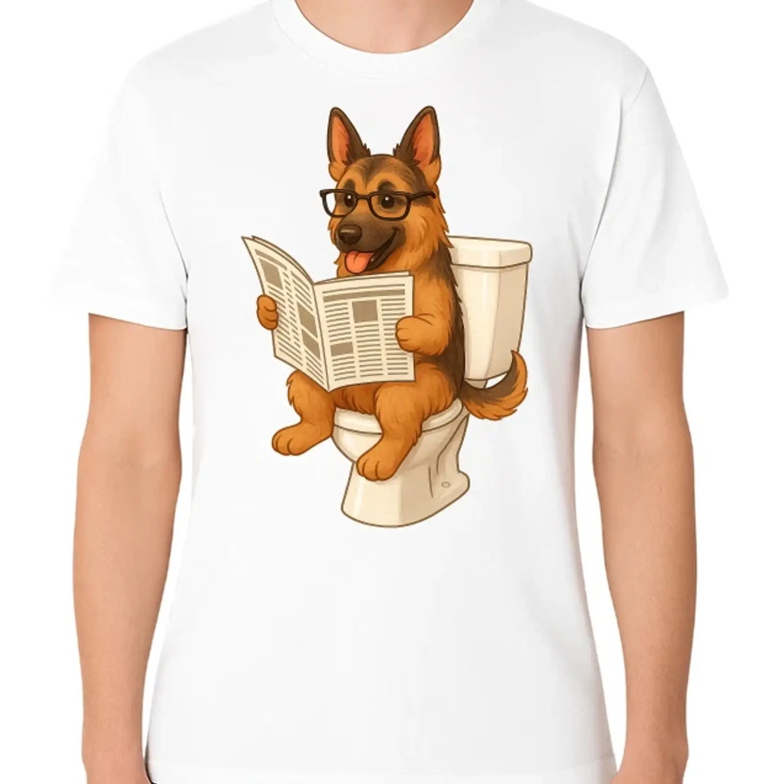 Vintage Fashion Newspaper - Alman Çoban Köpeği Tuvalette Gazete Okuyor