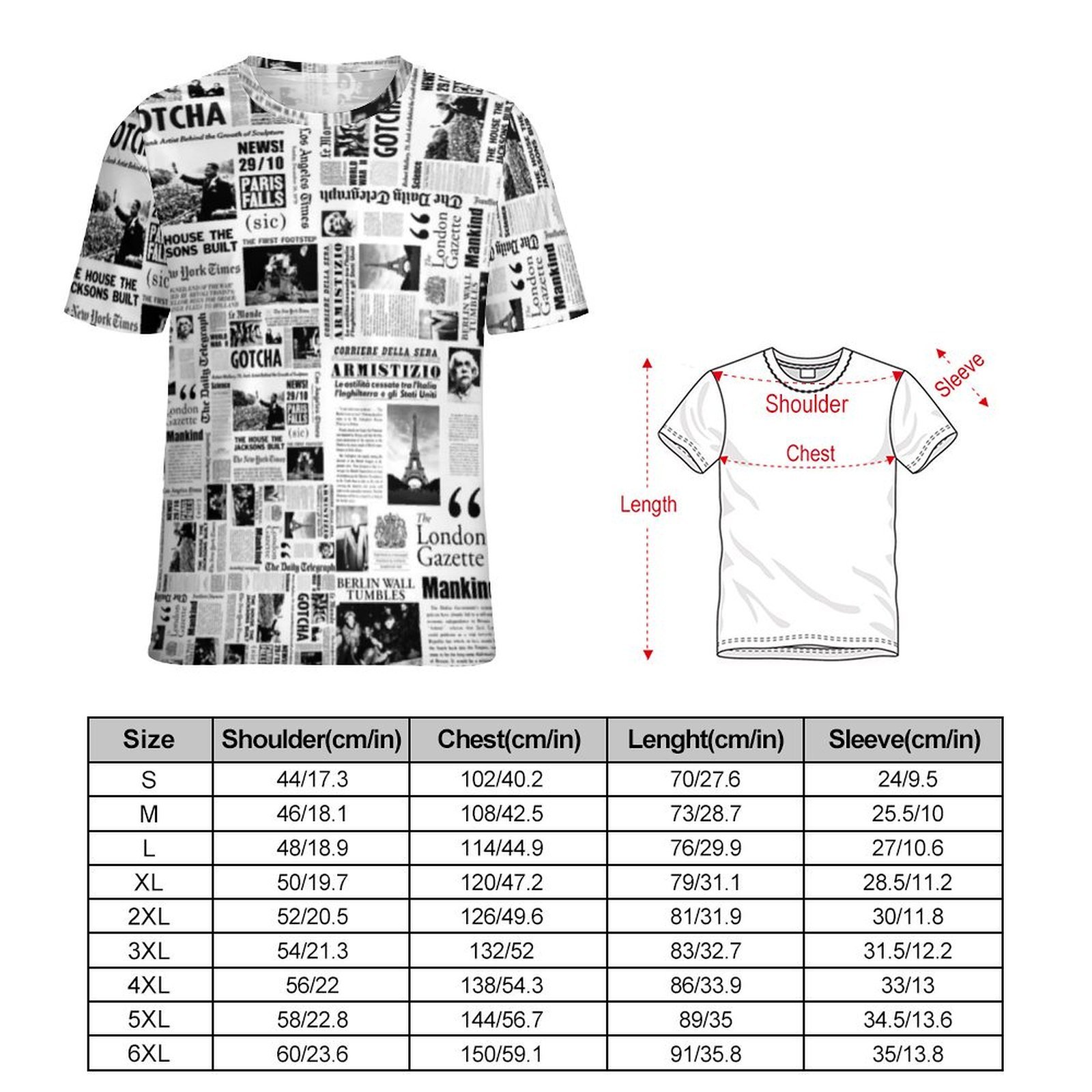 Erkek Vintage Gazete Baskılı T - Vintage Fashion Newspaper incelemesi ve fiyatı