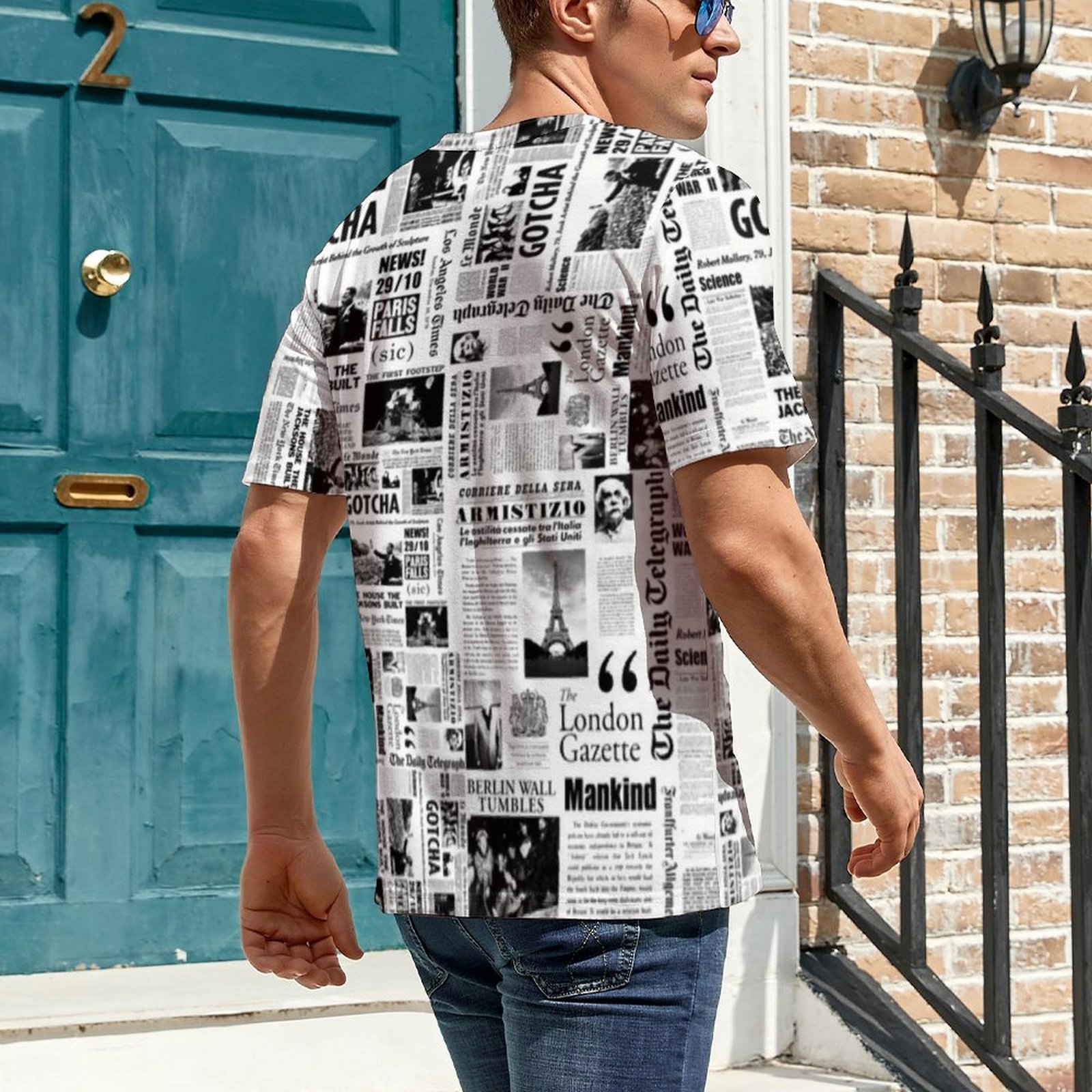 Erkek Vintage Gazete Baskılı T - Vintage Fashion Newspaper incelemesi ve fiyatı