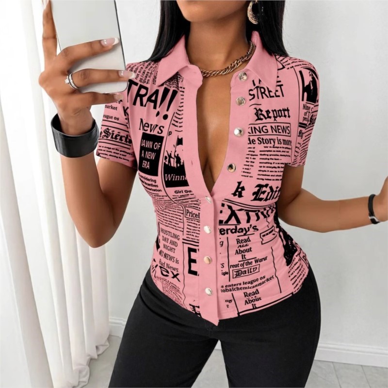 Kadın Gazete Baskılı Gömlek 20 - Vintage Fashion Newspaper incelemesi ve fiyatı
