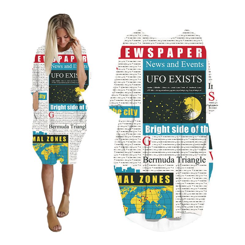 CLOOCL Gazete Elbise 3D Baskı  - Vintage Fashion Newspaper incelemesi ve fiyatı